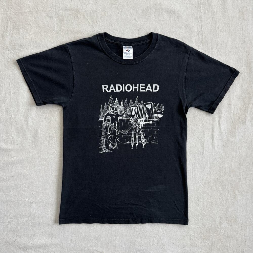 2000s Radiohead Cat Director Stanley Donwood Artwork T Shirt Black S Thom Yorke